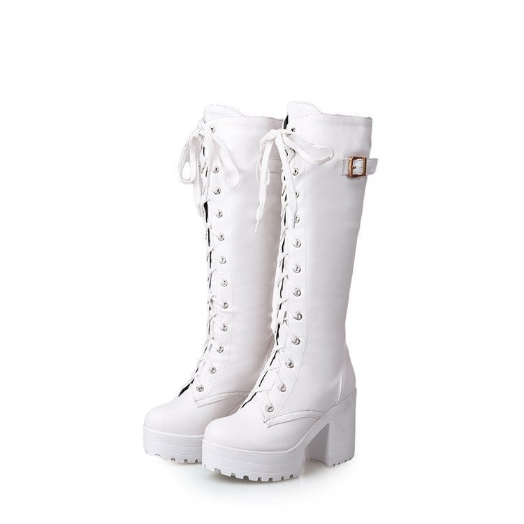 Lace Up Buckle Side Boots
