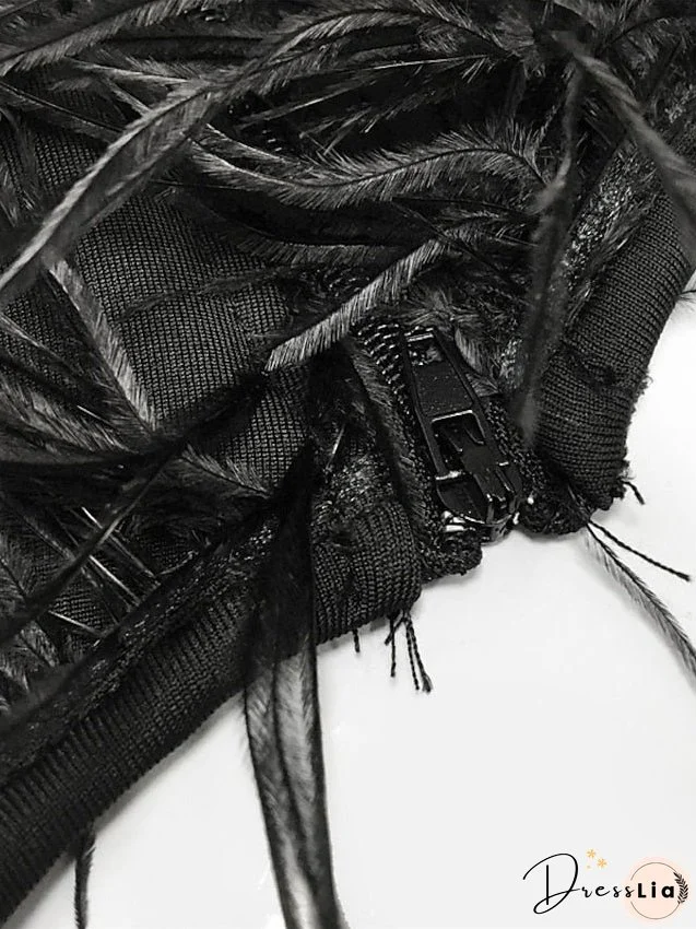 Semi Formal Party Dress Feather Dress Bodycon Midi Dress Black Blue Orange Sleeveless Pure Color Backless Winter Fall One Shoulder Slim S M L XL 2XL for Women