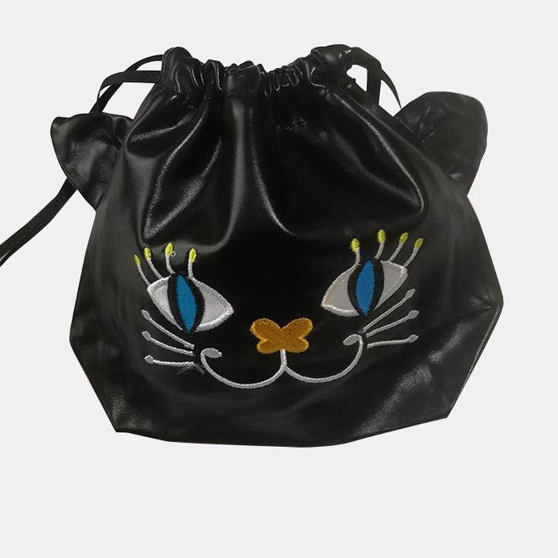 Cat Embroidery Cosmetics Collection Bag