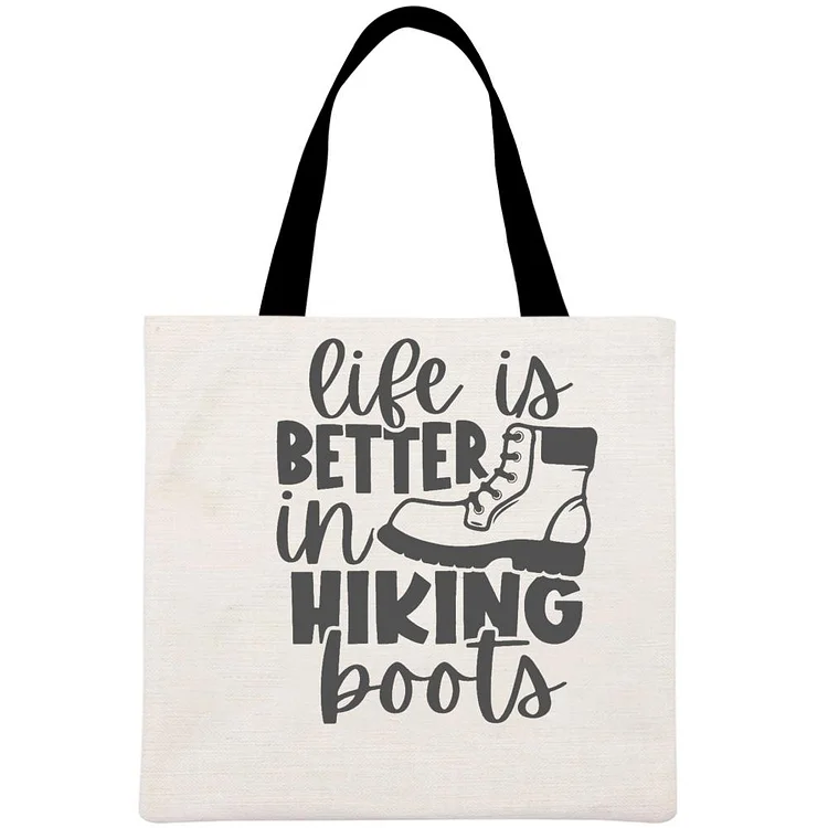 Life is better in hiking Printed Linen Bag-Annaletters