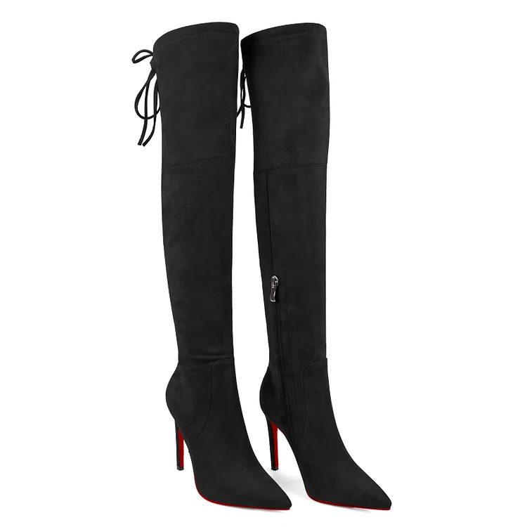 100mm/120mm Women's High Heels Red Bottoms Microsuede Over The Knee Boots VOCOSI VOCOSI