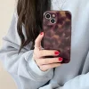 Applicable To iPhone 16/15 Series Brown Leopard Stand Mobile Phone Case