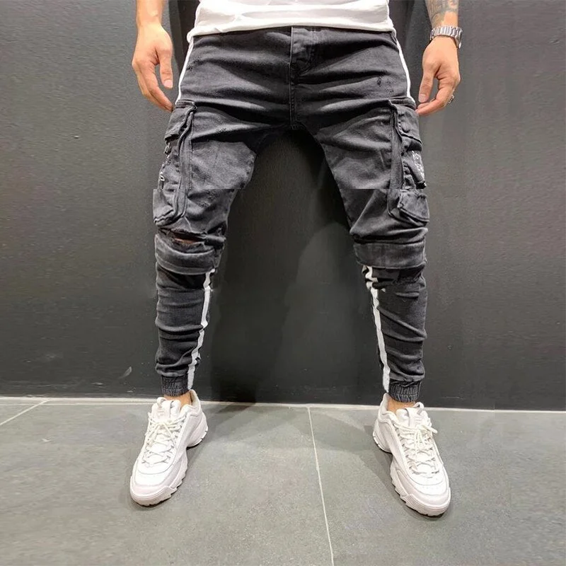 Aonga Cargo Jeans Men Fashion Jogging Streetwear High Quality Brand Hip Hop Denim Trousers Men