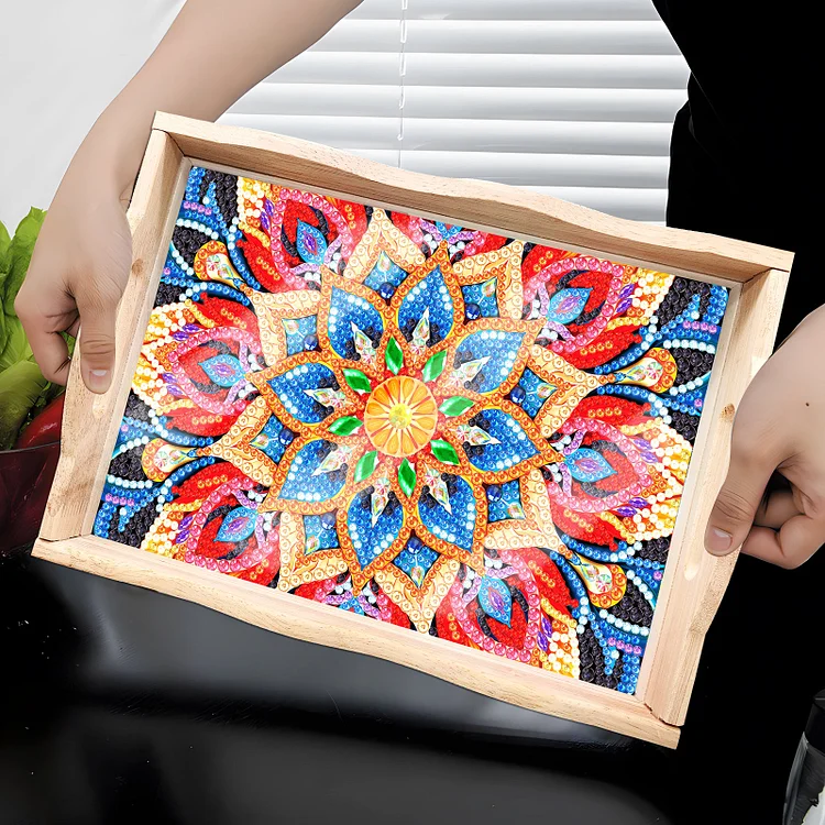 Diamond Painting Wooden Trays With Handle - Mandala