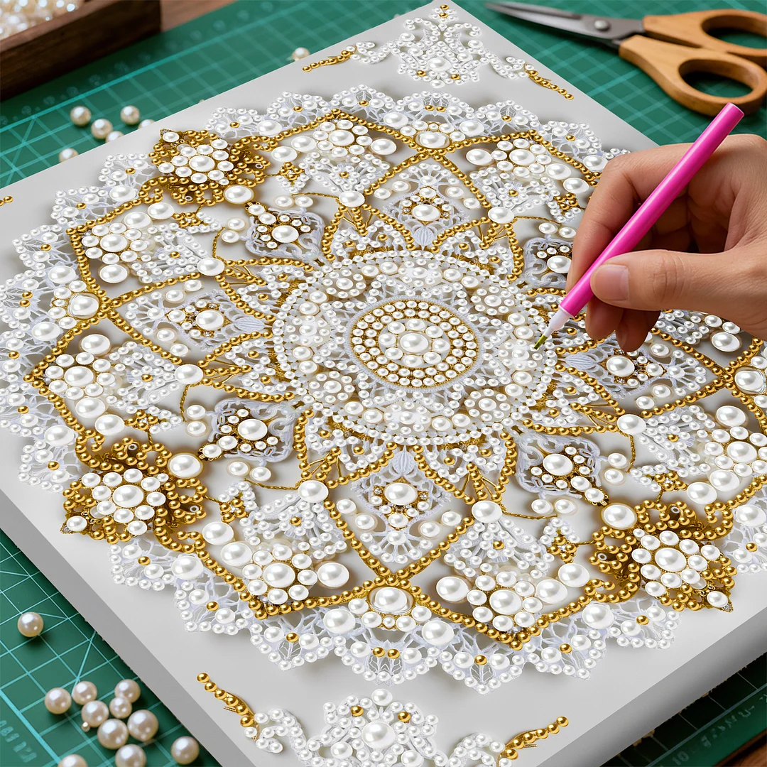 Mandala DIY Pearl Diamond Art Kit for Adults Home Decor 25x25cm With Frame