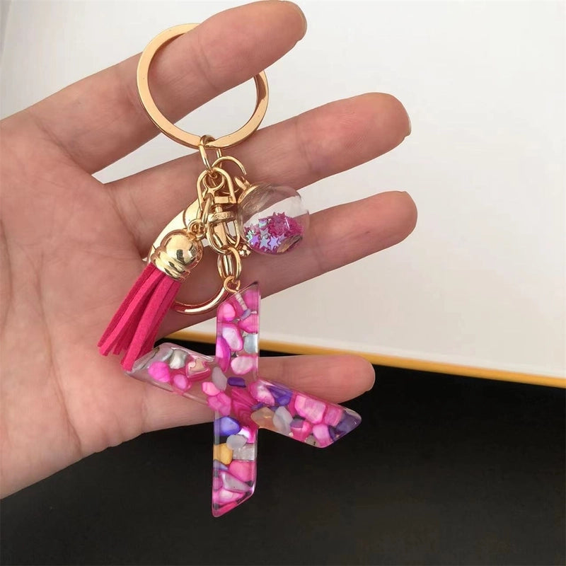 Minimalist Commute Letter Resin Unisex Bag Pendant Keychain