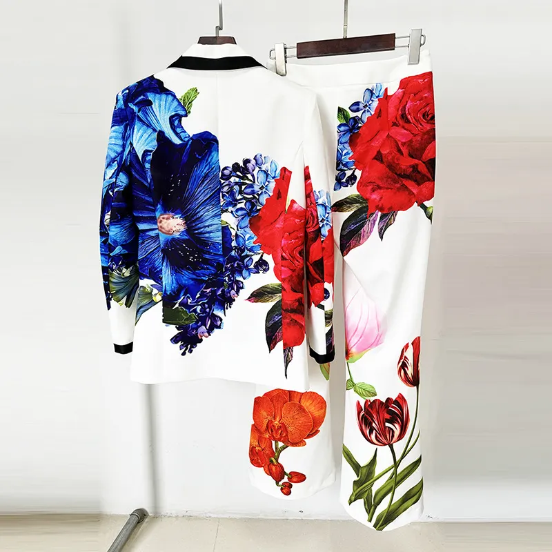 Nigikala Nigikala New Star Temperament Fashion Digital Print Casual Suit Trousers Set Two Sets