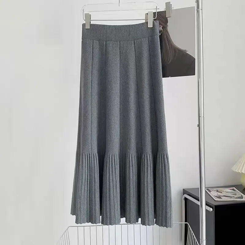 Nigikala Nigikala Knitted Half-Dress Woman 2025 New Autumn And Winter Thick High Waist Thin Temperament A Word Fishtail Skirt