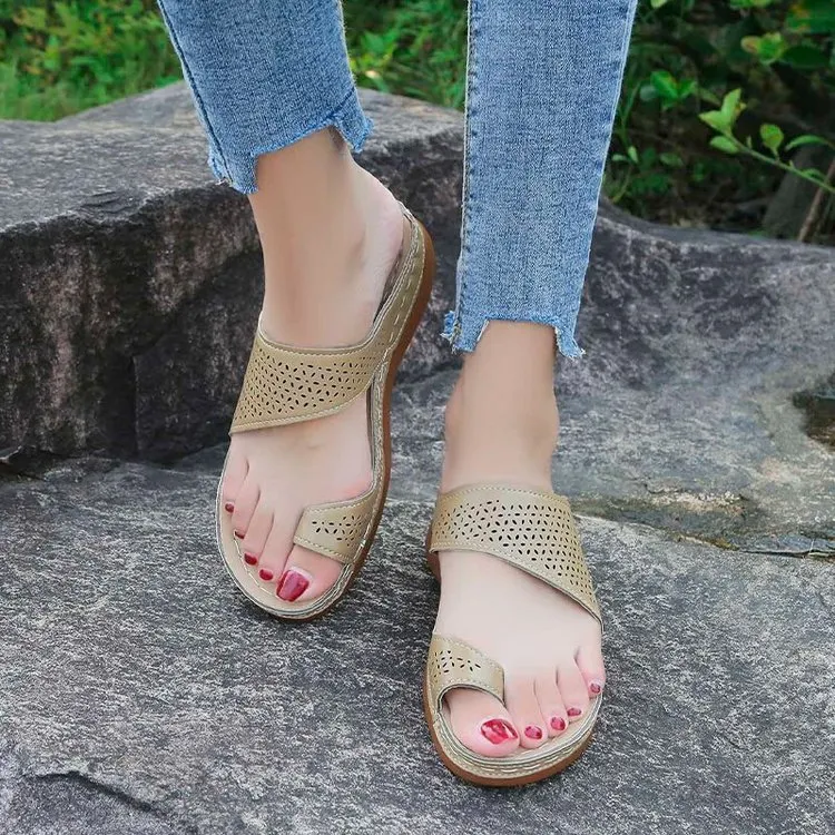 Yyvonne Slope Sandals Women Retro Bohemian Windy Large Women's Shoes Toe Sandals High Sense