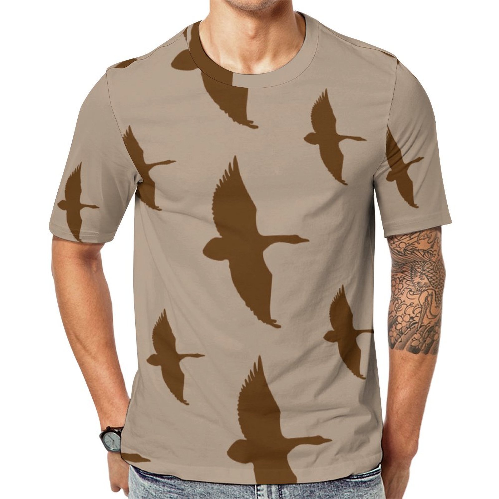 Brown Duck Hunting Short Sleeve Print Unisex Tshirt Summer Casual Tees for Men and Women Coolcoshirts