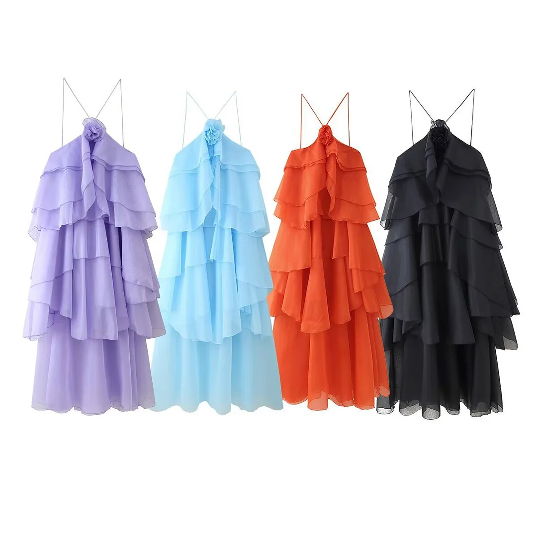 Nigikala Nigikala Women's Fashion Cascade Decoration Open Back Design Dress