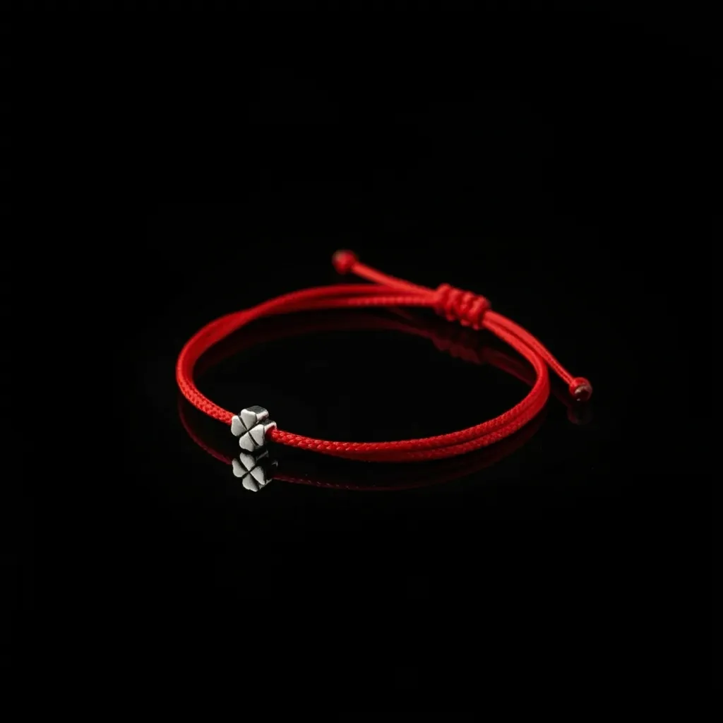 JiStones Serendipity Clover | Artisan Red Cord Bracelet Red