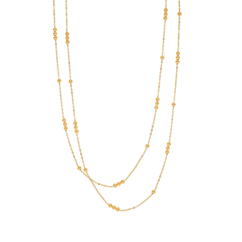 Bead Two-Layered Chain Necklace