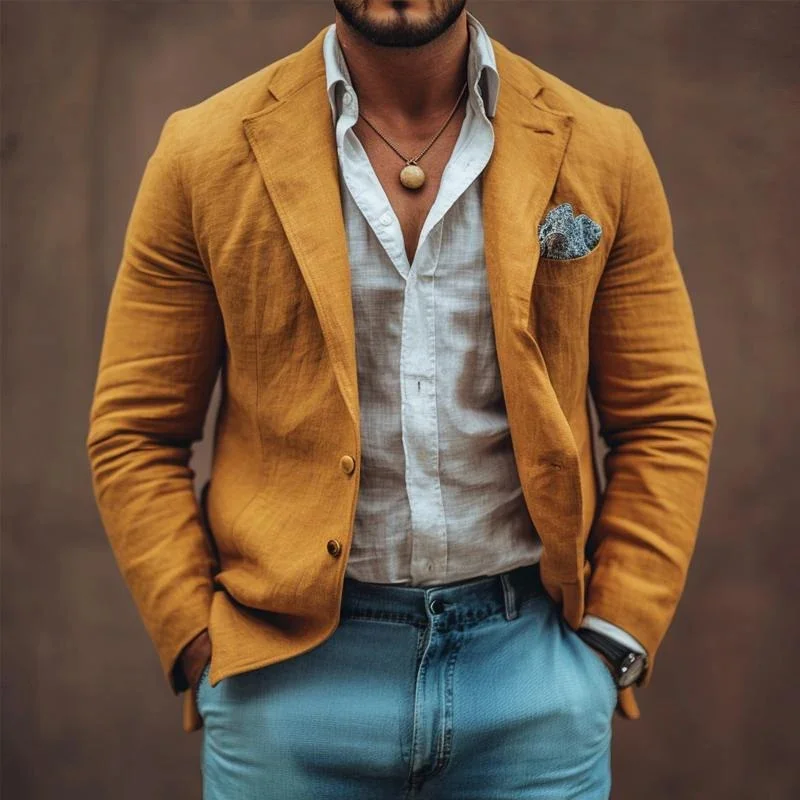 Men's commuter casual solid color tops two buttons slim fit coat jacket