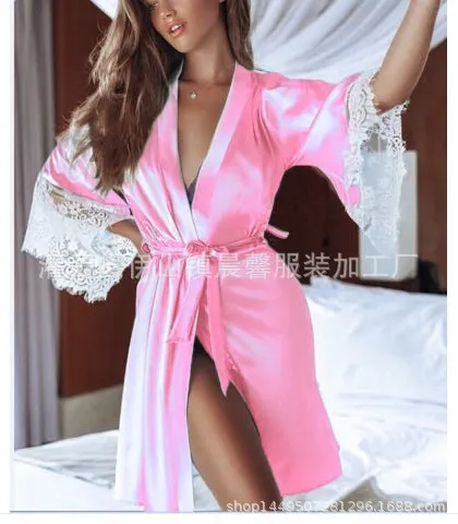 Churchf New Sex Lingerie Ice Silk Nightgroom Sexy Glacial Glacial Escrow Bosing Multi-Color Set Direct