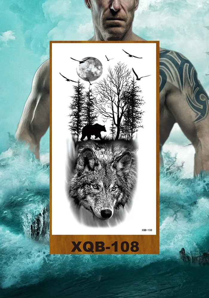 Waterproof Temporary Tattoo Sticker Hipster Tattoo Man Woman Tattoo Body Tattoo Art Tatuajes Big Tiger Lion Wolf Rose Arm Tatto