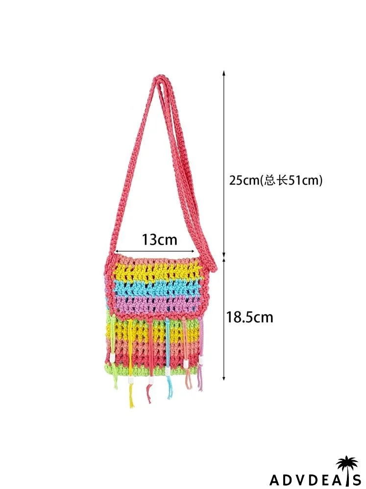 Colorblock Flap Crochet Bag