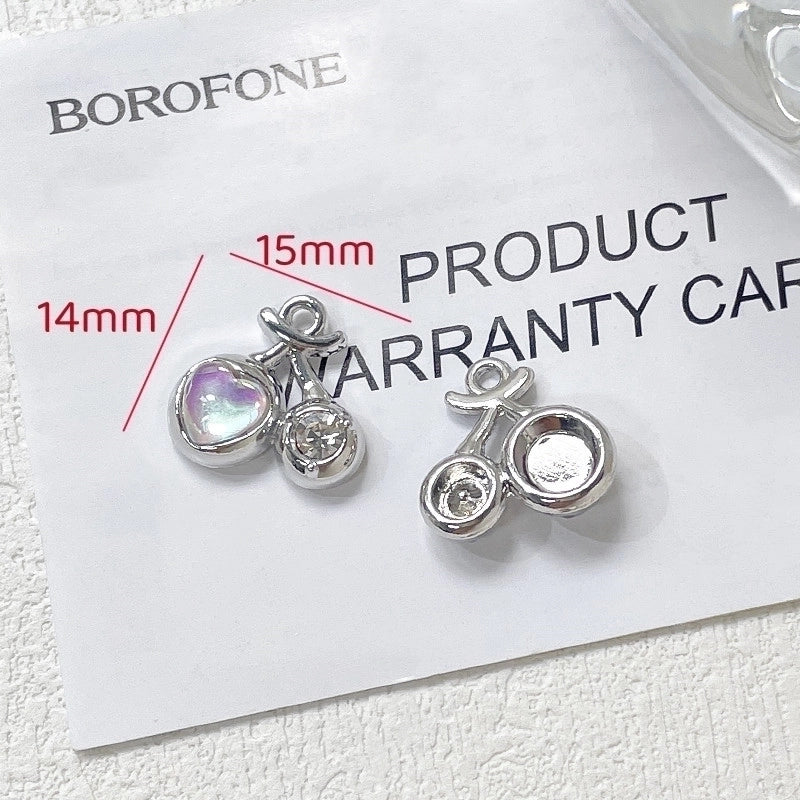 1 Piece Ig Style Sweet Cherry Heart Shape Flower Alloy Plating Inlay Jewelry Accessories