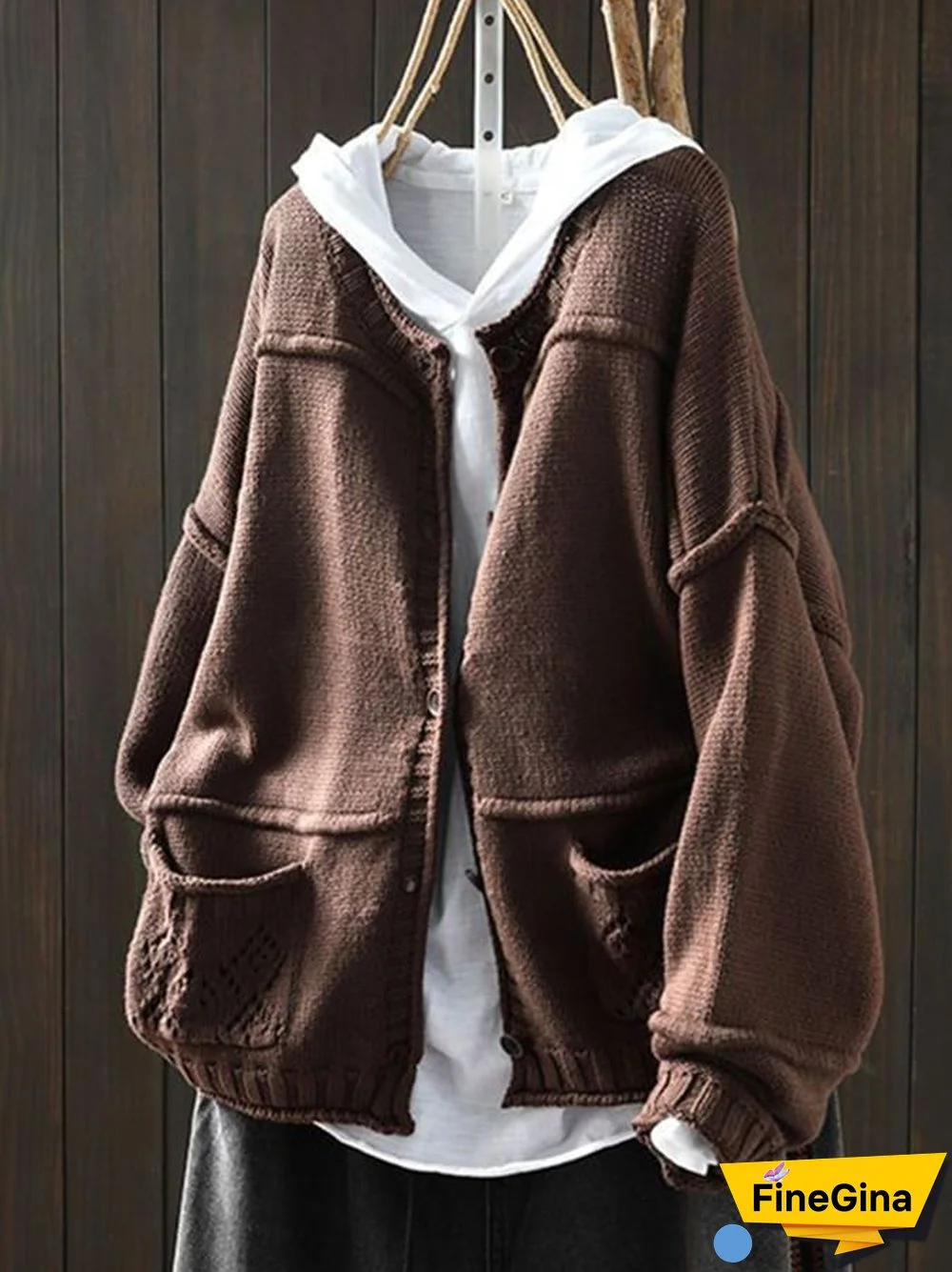 Women's Literary Vintage Old Splicing Button Sweater Coat
