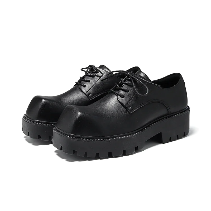 Colourp Colourp New Men's Shoes Business Casual Square Head Platform For Work Shoes Niche Design Leather Shoes 85666-R