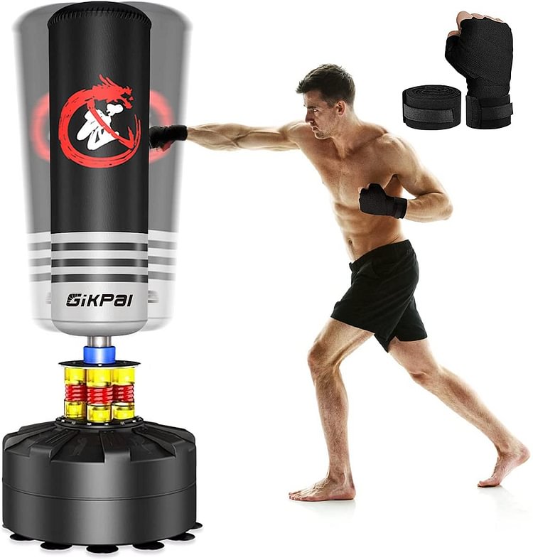 stand up punching bag and gloves