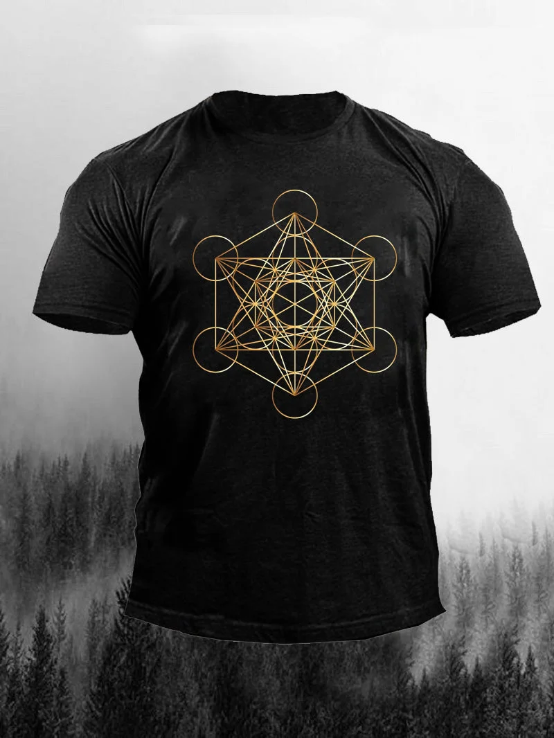 Men's Golden Cube Short-Sleeved Shirt of Metatron in  mildstyles