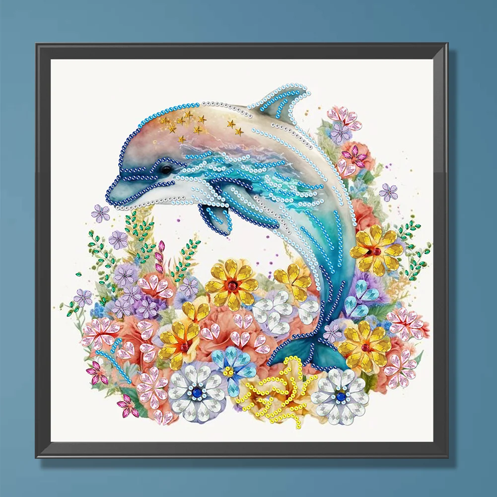 Diamond Painting - Partial Special Shaped Drill - Dolphin(Canvas|30*30cm)