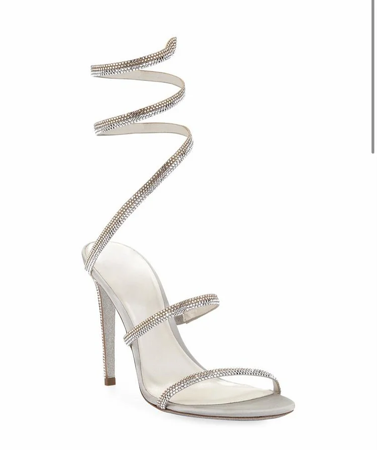 Custom Made Rhinestone Wrap up Sandals |FSJ Shoes