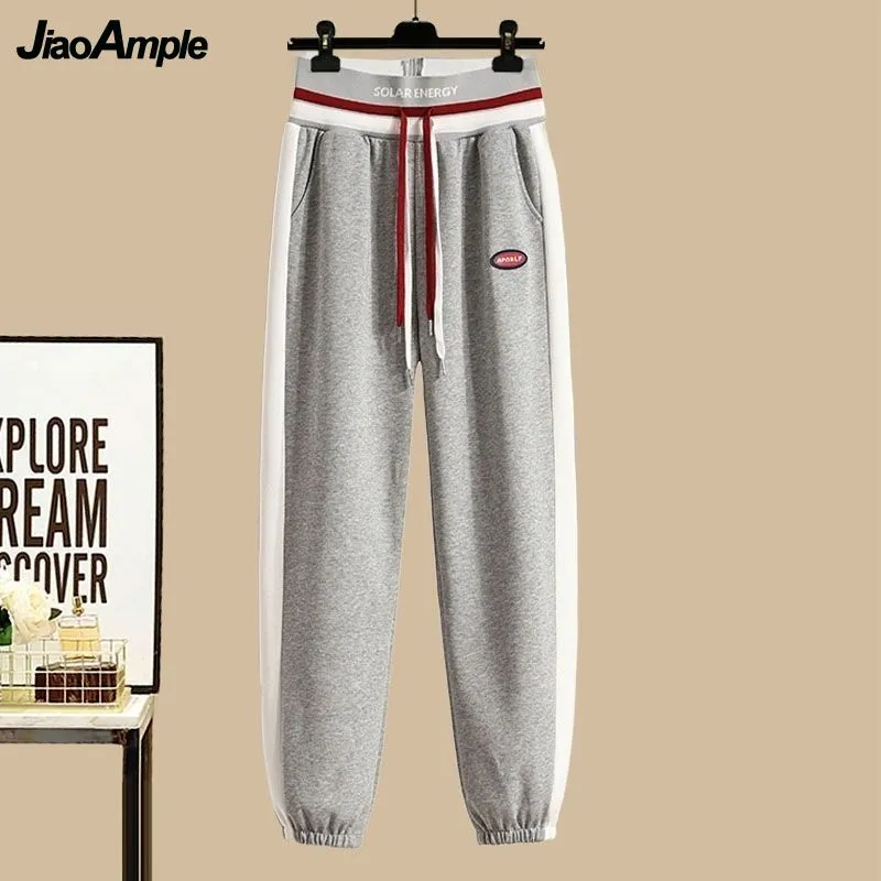 Brownm Women's Autumn Winter Tracksuit 2023 New Korean Striped Zip Sweater Blouse + High Waist Casual Pants Sportswear Two Piece Suit