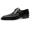 Fashion Black Dress Shoes For Men Side Buckle