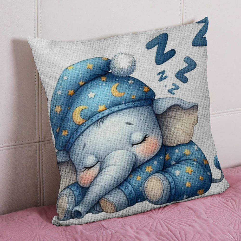 11CT Stamped Cross Stitch Pillowcase - Sleeping Elephant(Canvas|45*45CM)