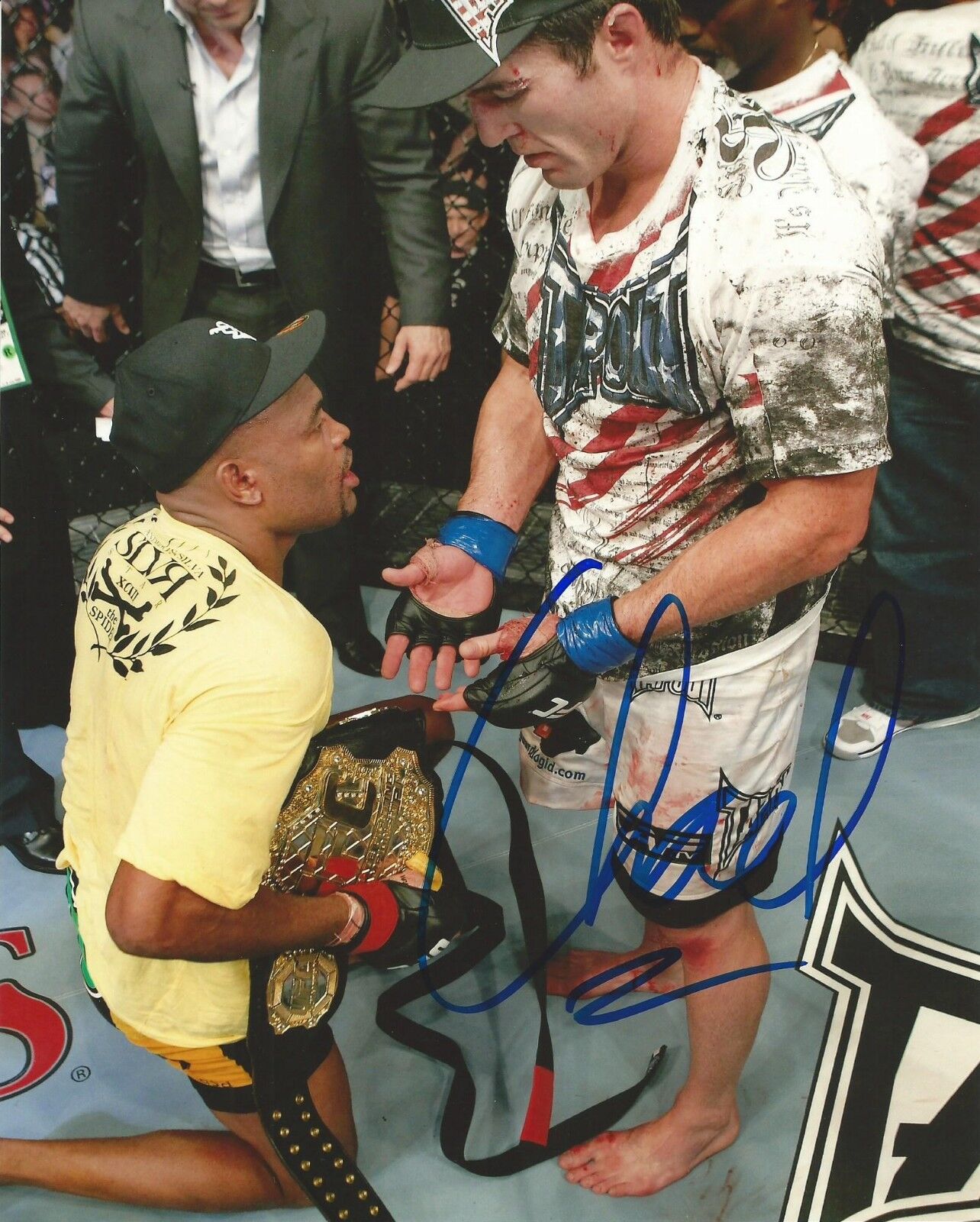 Chael Sonnen Signed UFC 8x10 Photo Poster painting Autograph Picture w/ Anderson Silva 117 148 2