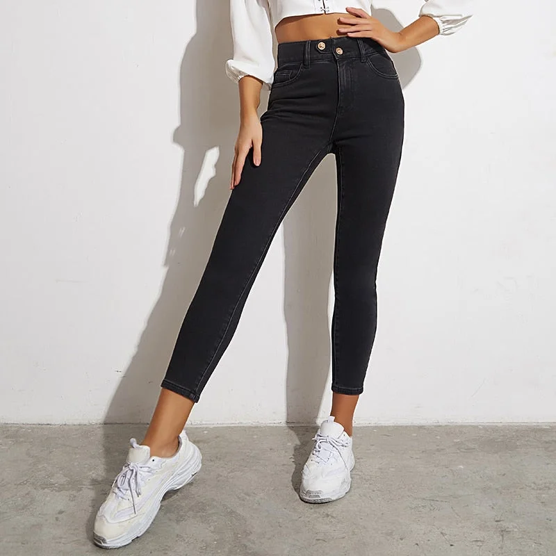 Graduation Gifts  Stretch Skinny Jeans Women High Waist Slim Mom Pants Comfy Casual Black Trousers Fashion Elastic Legging Pencil Pants