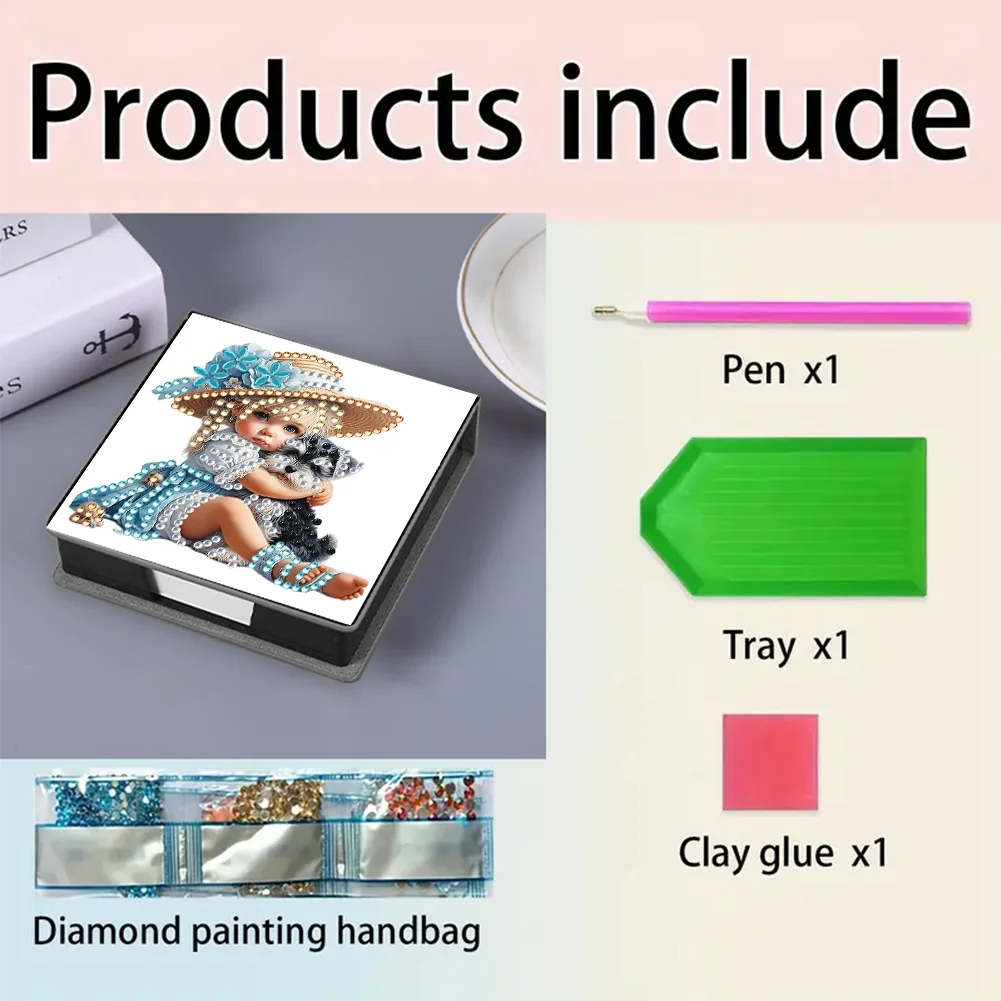 PU 5D Diamond Painting Kit Note Box DIY Diamond Art Notepad Box (H)