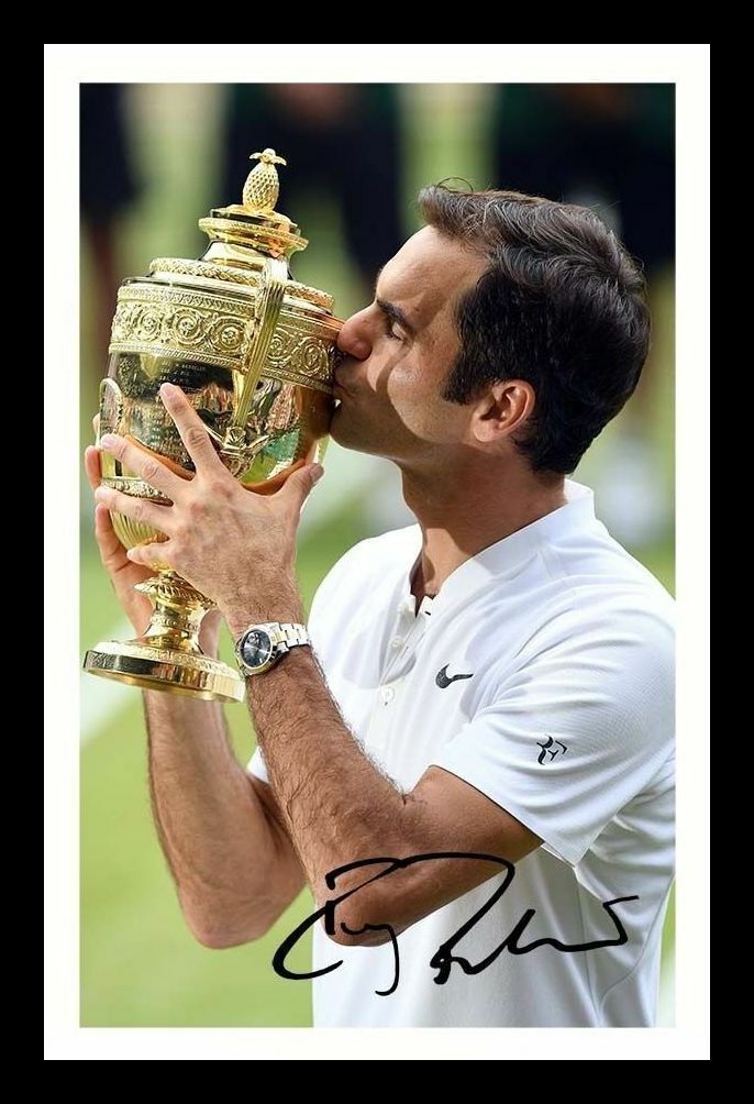 Roger Federer 8 x Wimbledon Champion Autograph Signed & Framed Photo Poster painting