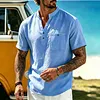 Men's Vacation Linen V-Neck Short Sleeve Shirt by Inlyline
