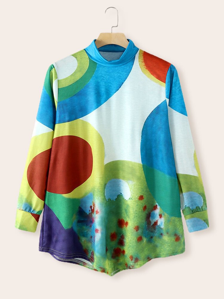 PolkaDot Print High Neck Stylish Sweatshirt for Women - Life is Beautiful for You - SheChoic