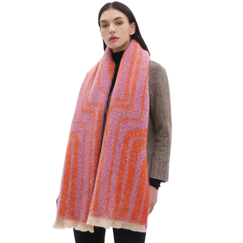 Women’s Casual Minimalist Stripe Polyester Scarf