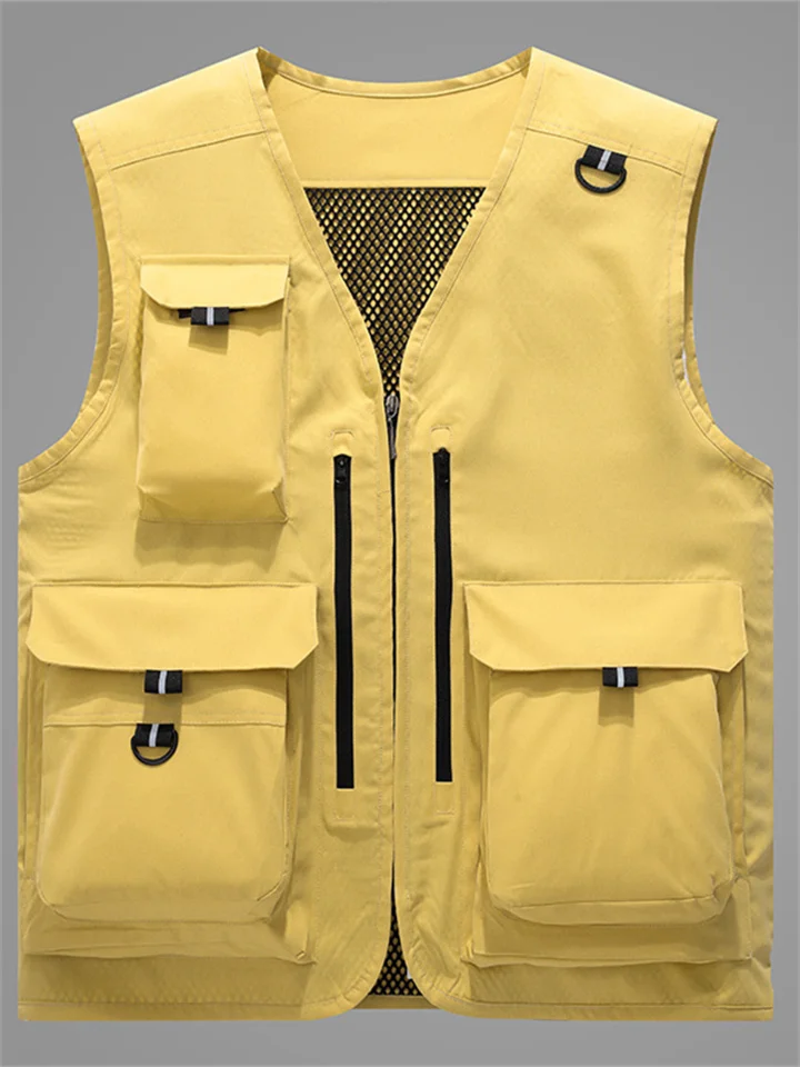 Workwear Vest Men's Outdoor Multi-pocket Undershirt Solid Color V-neck Vest Jacket