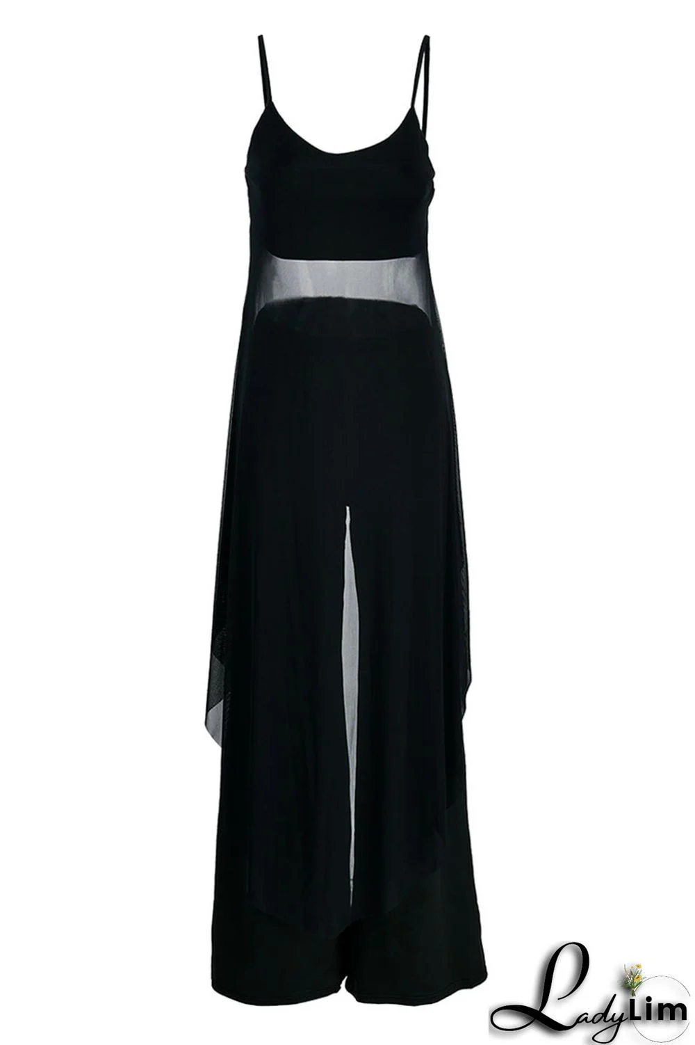 Tangerine Casual Solid Split Joint Asymmetrical Spaghetti Strap Sleeveless Two Pieces