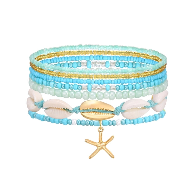 Hawaiian Vacation Beach Shell 18K Gold Plated Alloy Plastic Shell Bracelets