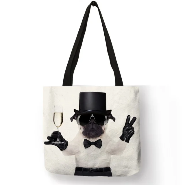 Linen Eco-friendly Tote Bag -  Bad Biker Dogs