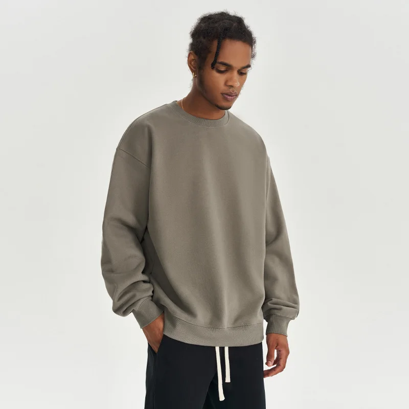 Solid color velvet crew neck sweatshirt