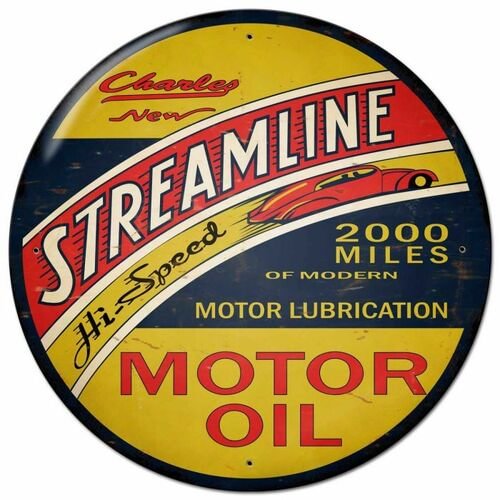 Motor Oil- Round Shape Tin Signs/Wooden Signs - 30*30CM