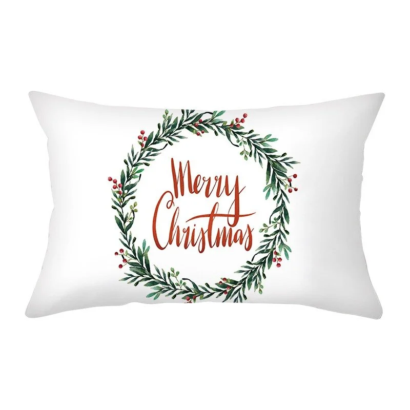 2021 Christmas Pillow Cover Decor Pillow Rectangle Polyester Cushion Cover 30x50 cm Cartoon Snowman Letter Printed Pillowcases