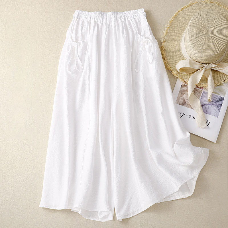 Summer cool thin cotton linen capri pants