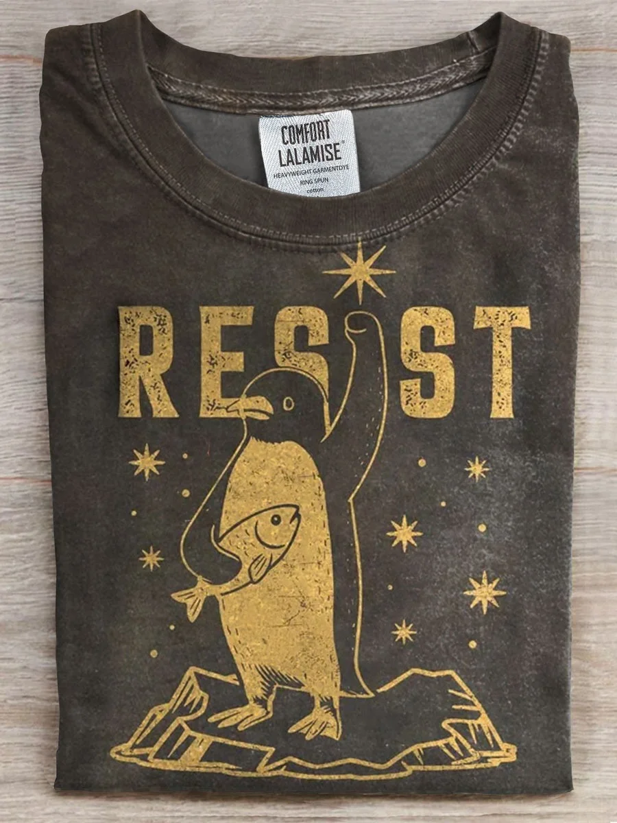 Eagerlys Vintage Penguin Resist T-shirt Eagerlys