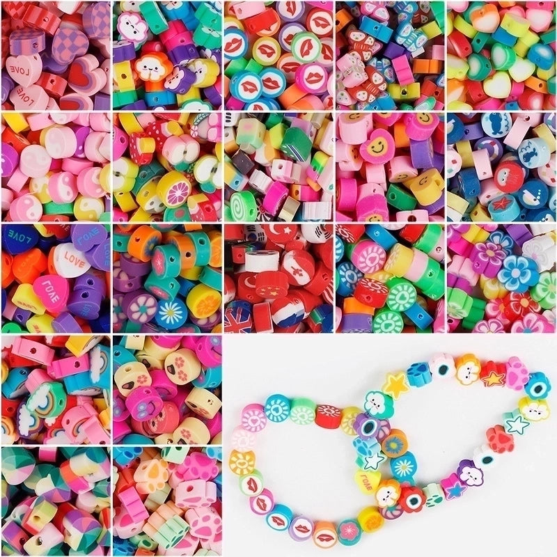 1 Pack Soft Clay Rainbow Heart Shape Beads