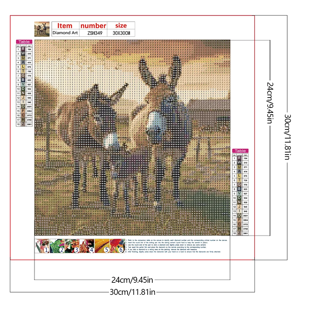 Diamond Painting - Full Round Drill - Farm Donkey(Canvas|30*30cm)