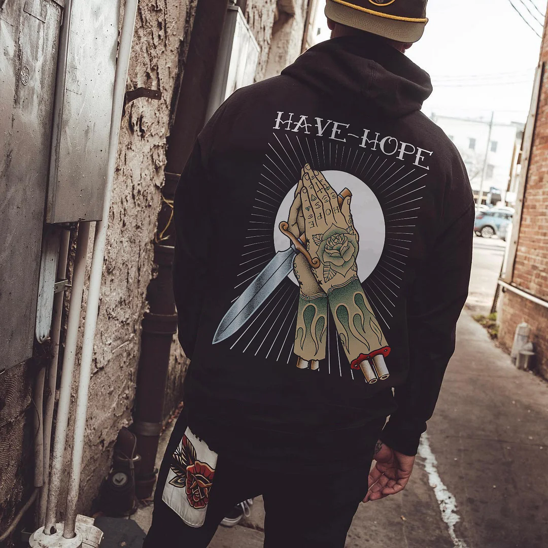 HAVE HOPE Dagger Black Print Hoodie